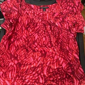 Banana Republic Red and Pink Abstract Blouse
